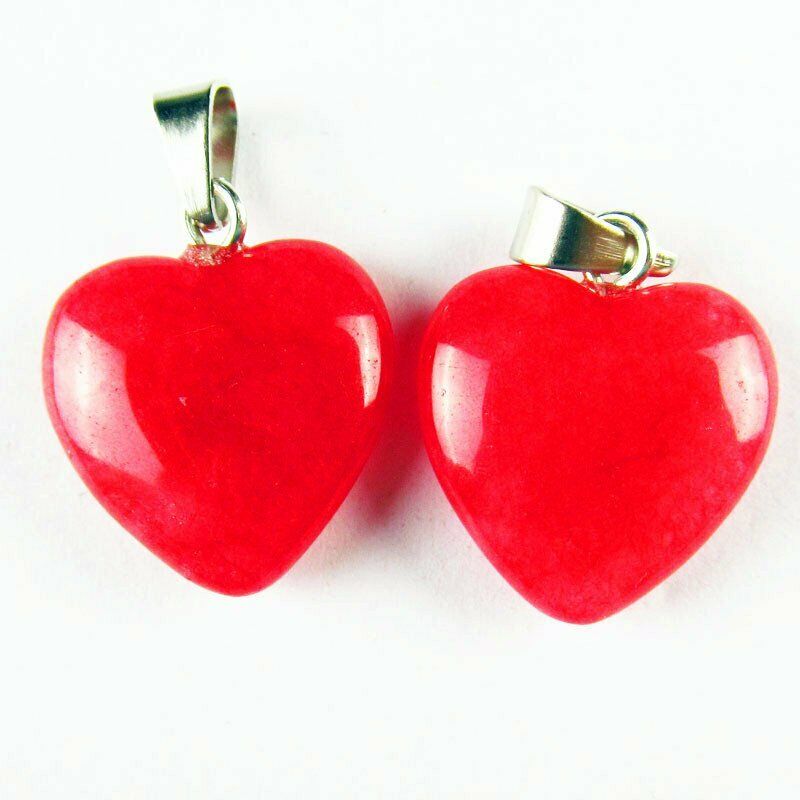 10pcs 18g 16x16x5mm A+ Red Jade Heart Pendant Bead A-203SK