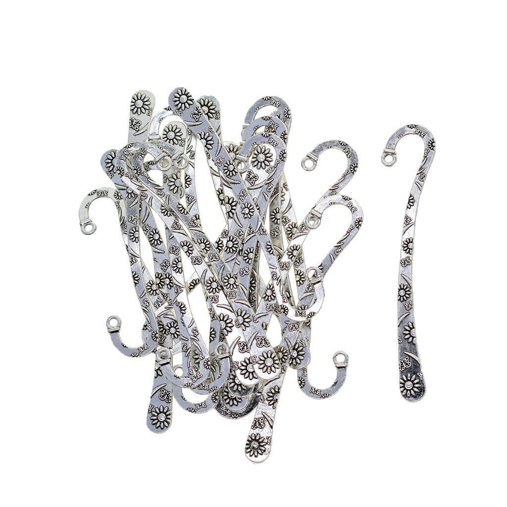 20Pcs Tibetan Tone Metal Bookmarks Label Stationery Beading Hook Book Marker