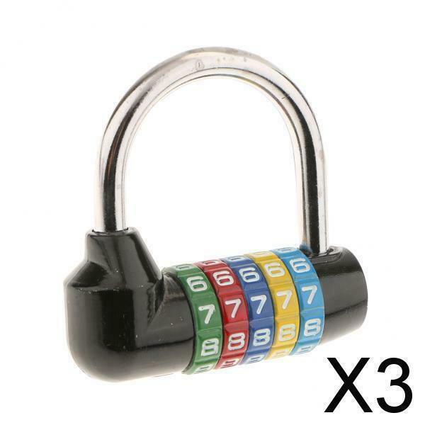 3X 5-Digit Security Zinc Alloy Combination Lock Luggage Bag Padlock Black