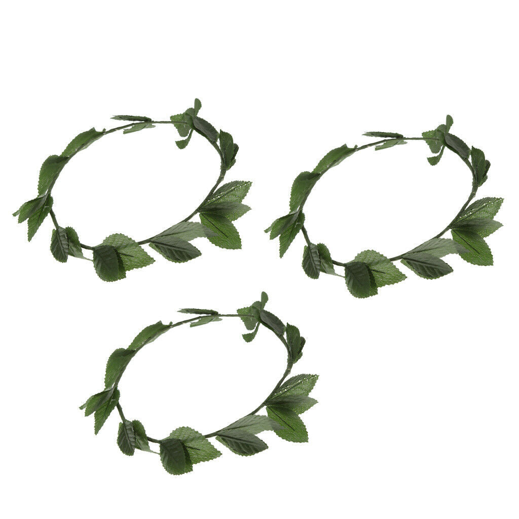 3x Fashion Green Laurel Wreath Headpiece Toga Fancy Dress Elf Accessories