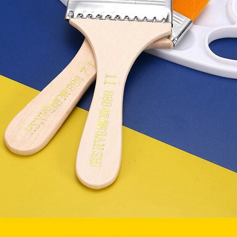 12 Pcs Flat Head Paint Brush Art Paintbrush Sets Long Handle Cleaning BrusheY8T7