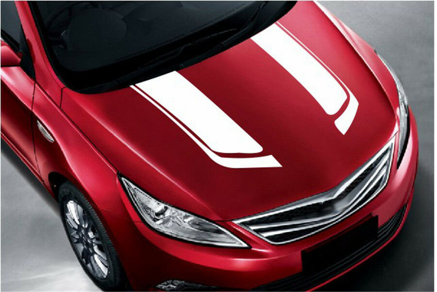 1 Pair White Racing Sports Stripes Stickers Car Front Hood Lamp Eyebrow Stickers