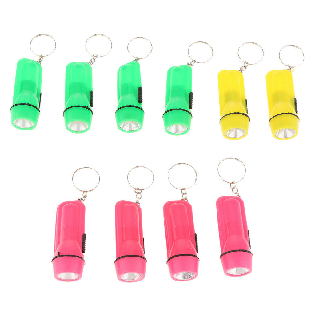Cute LED Key Chain Mini Flashlight Shape Key Ring Holder 10 Pack Random