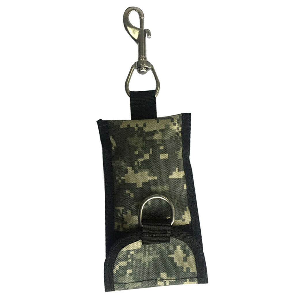 Scuba Diving Single Reef Drift Hook Webbing Bolt Clip & Storage Bag Camo.