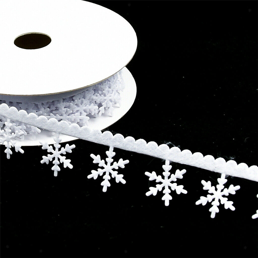 5m 25mm Christmas Snowflake Ribbon Trim DIY Wedding Decoration Gift Wrapping