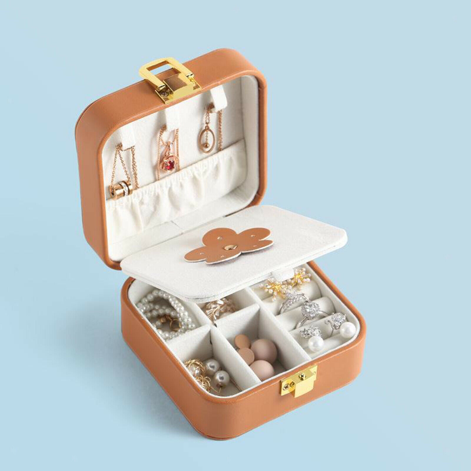 Small Jewelry Box for Women Travel Jewelry Organizer for Necklace Earring Rings