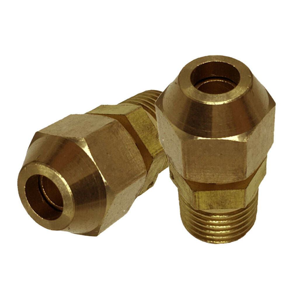 2 Pcs 1/4in Male Threaded Straight Connector Adapter Compression Plumbing