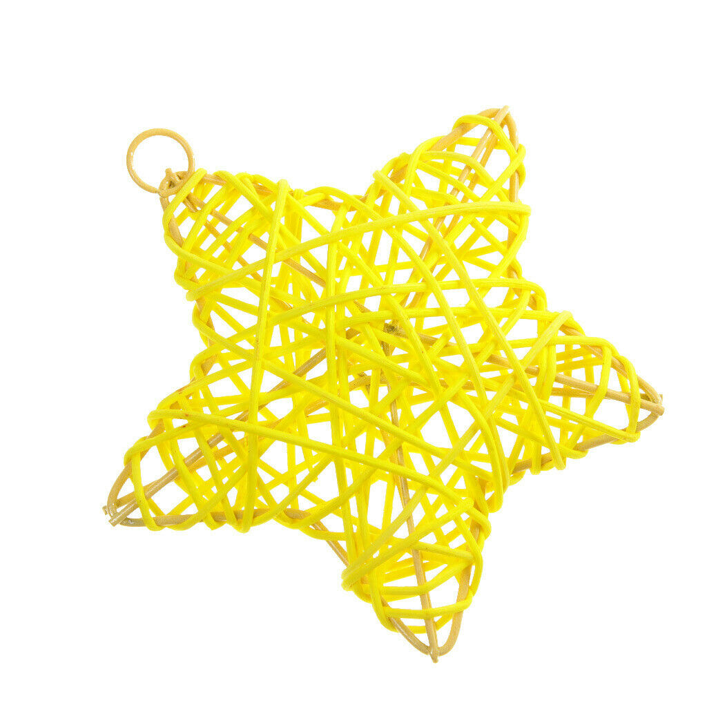 10cm Cane Rattan Decoration Christmas Wedding Ornament Star Yellow