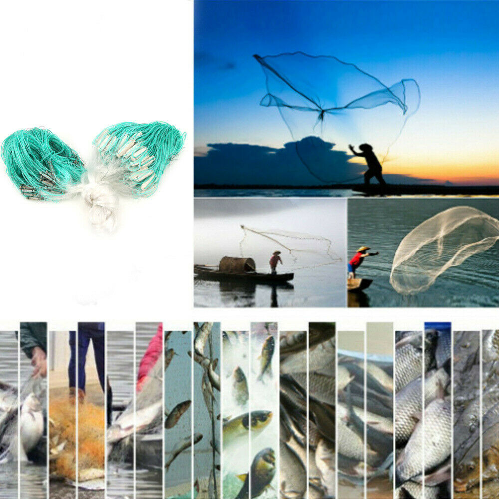 Fishing Cast Net Nylon 3-Fingers Fish Throw Tool Accessories 30x1 Meters Kit