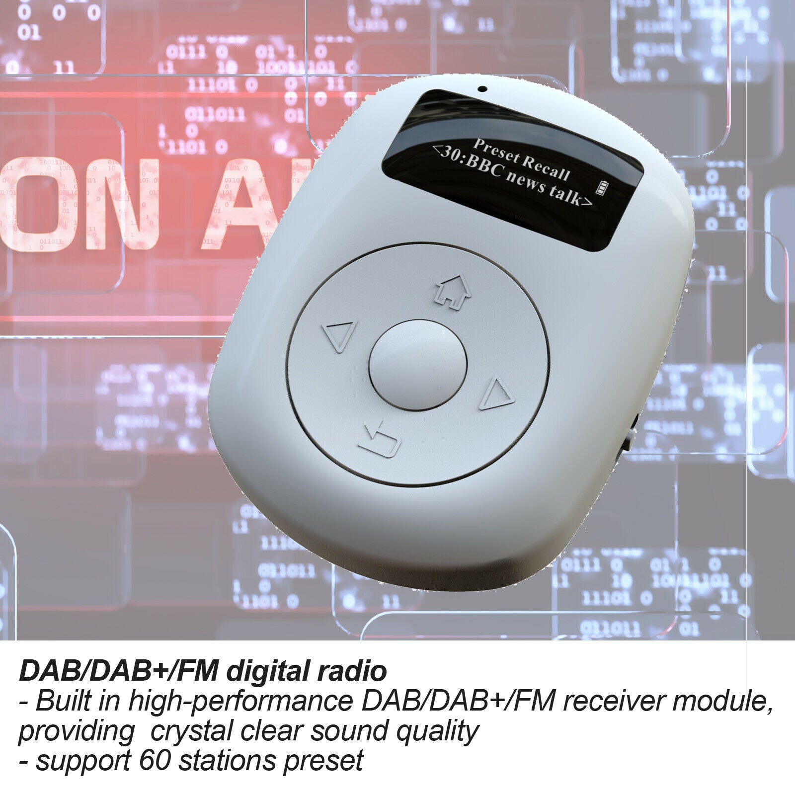 Mini Pocket DAB/DAB+/FM Digital Radio OLED Nature Sound with Earphones Exercise