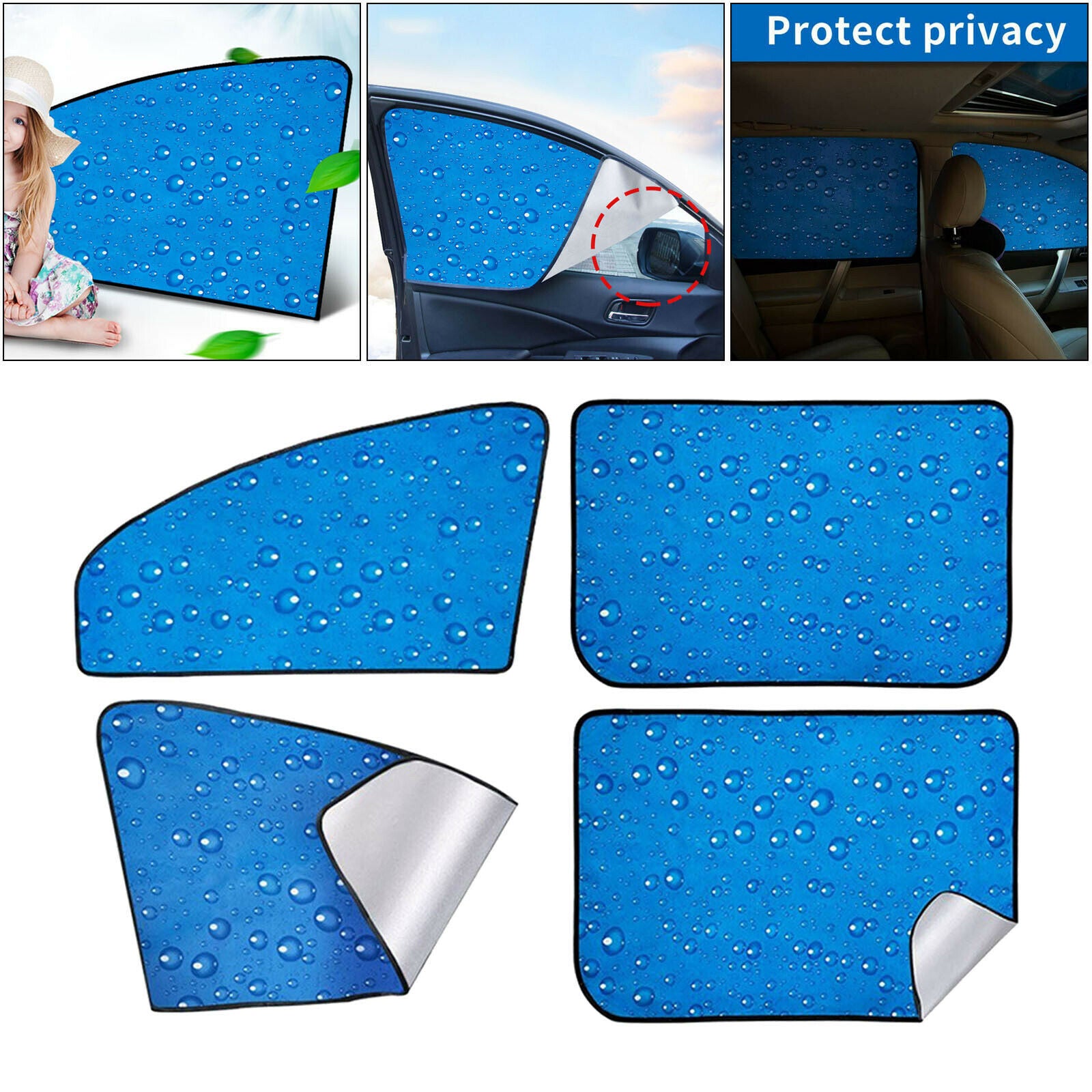 4-pack Anti-UV Car Magnetic Side Window Sunshade Shade Premium Retractable