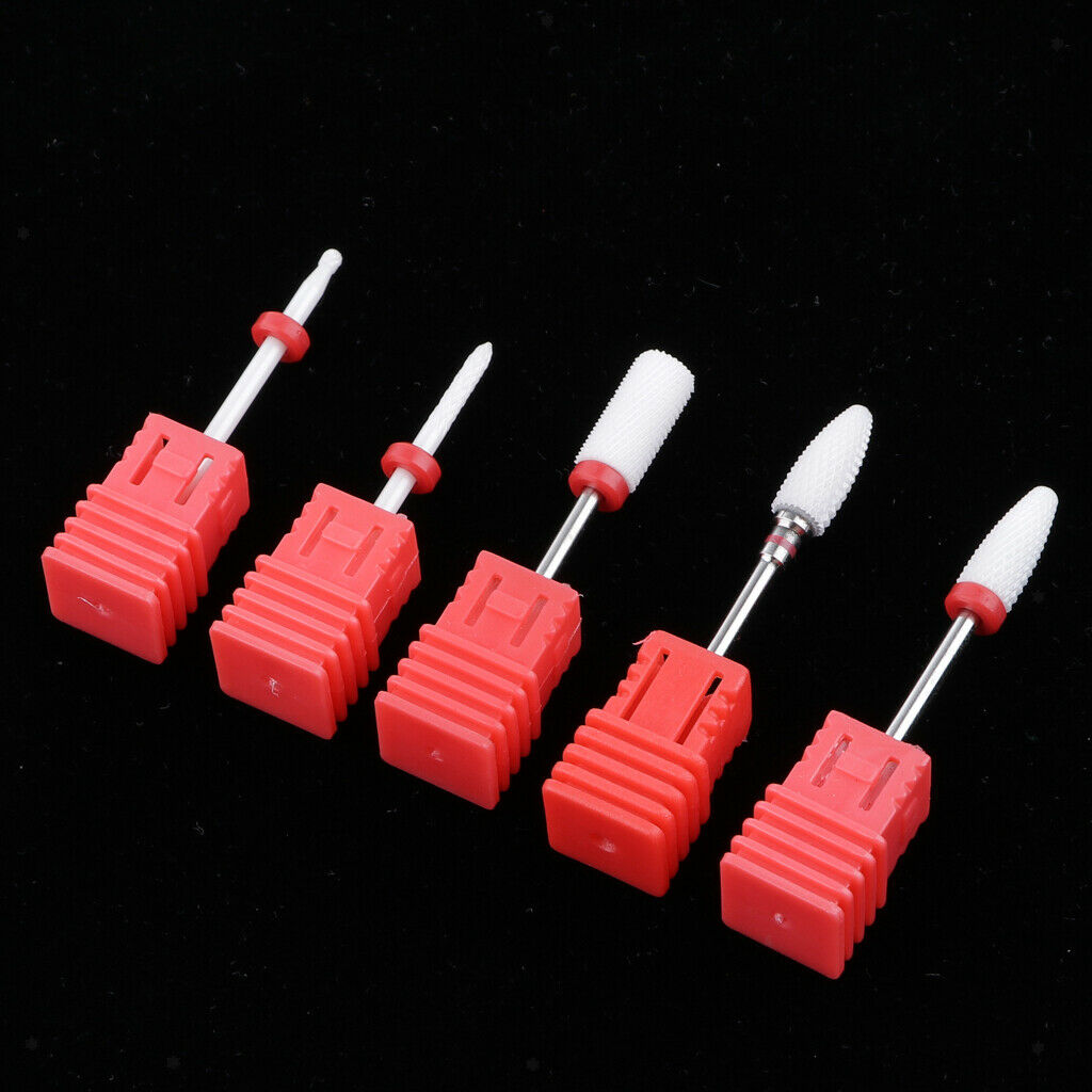5x Ceramic Nail Drill Bits Set 3/32 "Sanding Polishing Bit