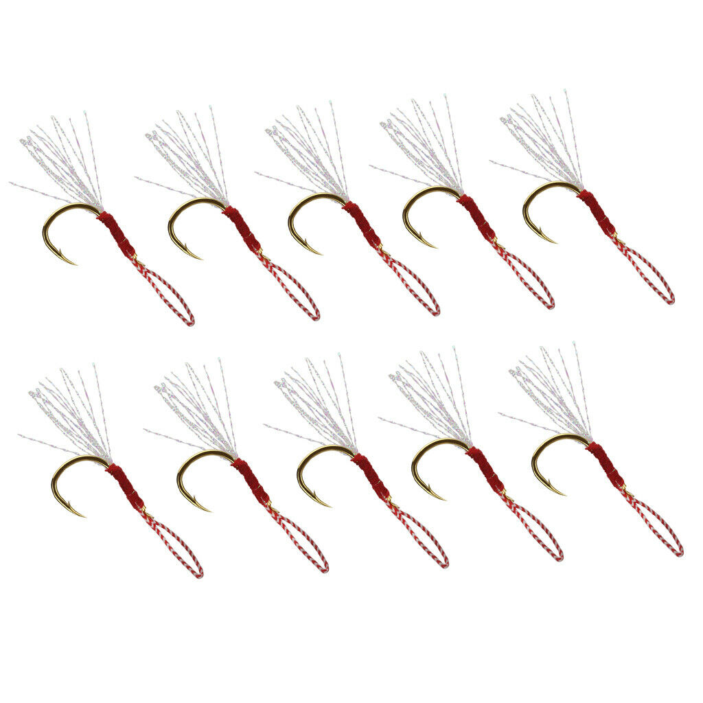 30 lot Metal Fishing Assist Hooks with Braid Line Strong Barbed Golden