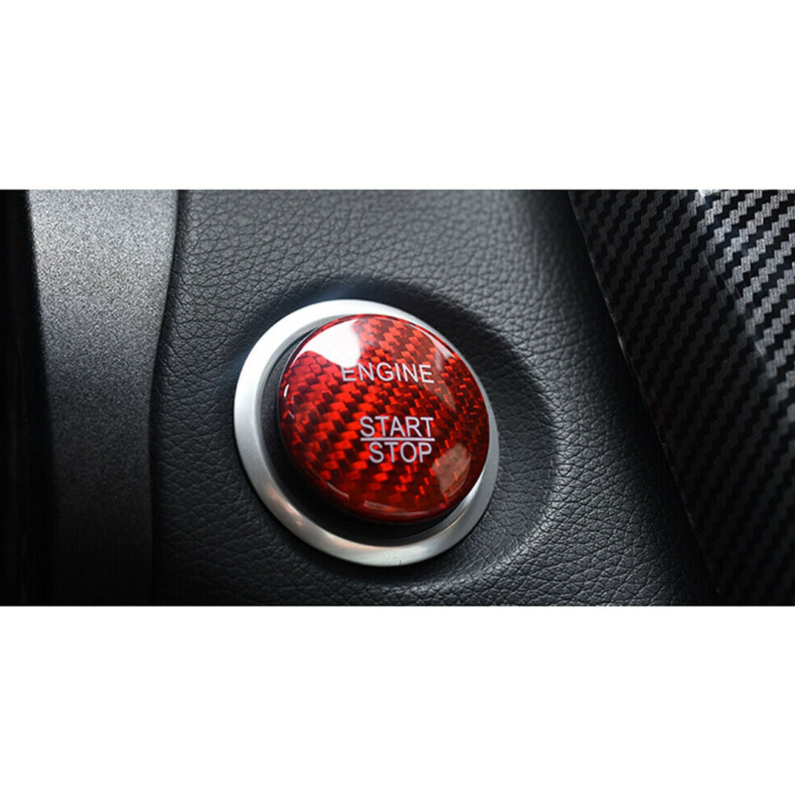 Red Carbon Fiber Engine Start Stop Button Cover For Mercedes A B C E GLE GLC CLA