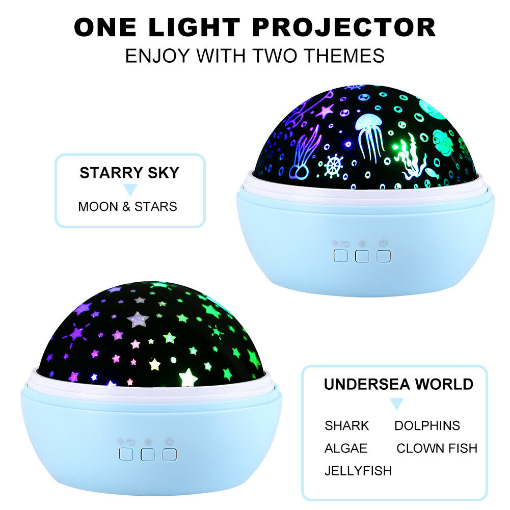 USB Rotation Starry Star Sky Romantic Moon Room Night Light Lamp Projector