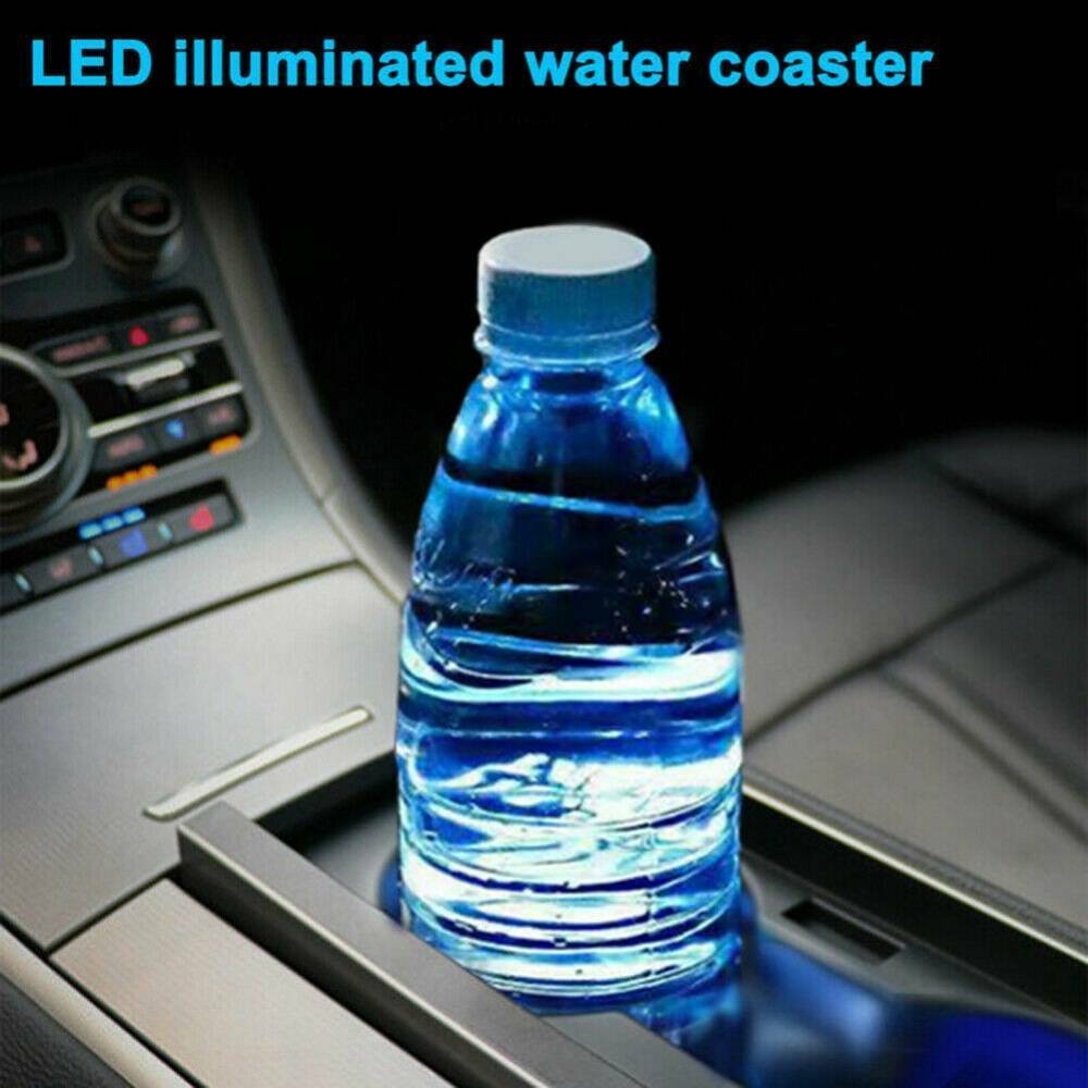 2Pcs Unique LED Light Car Cup Holder Mat Pad Car Coaster Interior Ambient Lights