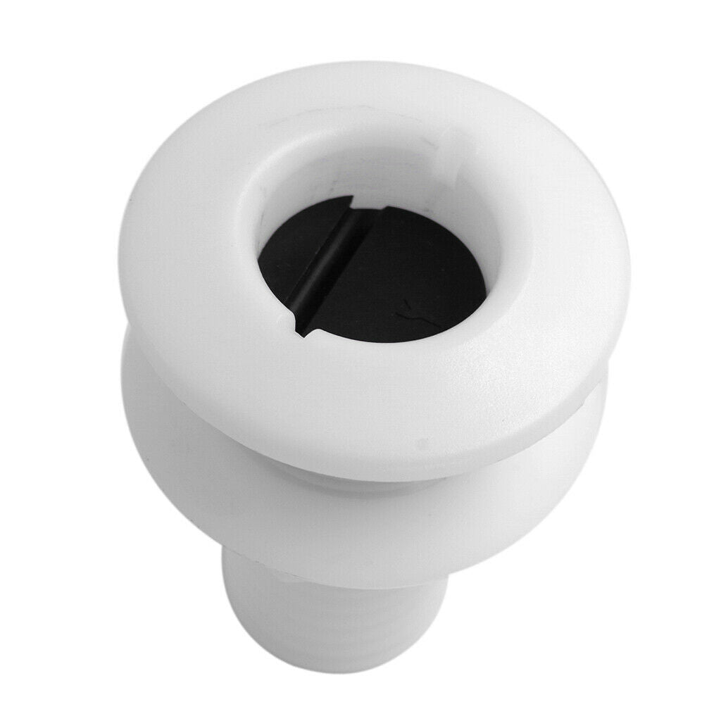 White Plastic Thru-Hull Bilge Pump and Aerator Hose Fitting for 2" Hose