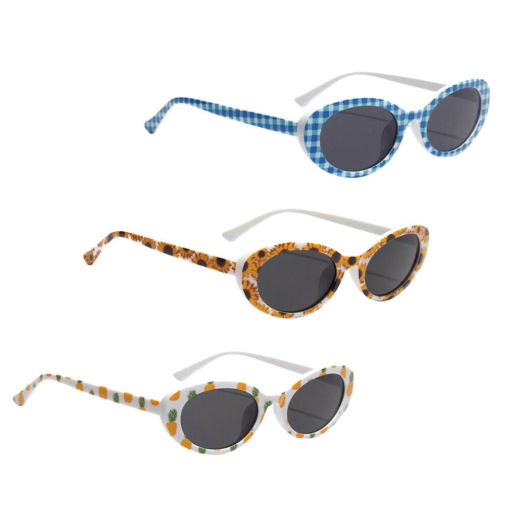 Retro Sunglasses Lady Thick Frame Printed Clout Goggles Mirrored Eyewear