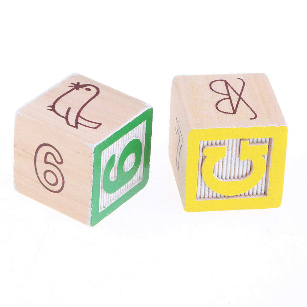 Colorful Wooden Cartoon Numbers Cubes Stacking Blocks Kid's Preschool Toys