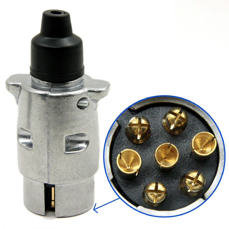 7 Pin Car Electric Socket Round Male Metal Adapter For Caravan Trailer Plug H Qx