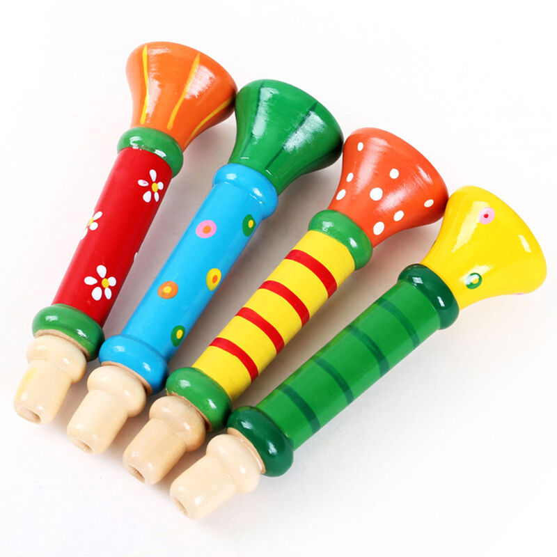 Hot Selling Baby Kid Wooden Musical Instrument Trumpet Hooter Bugle Suona .l8