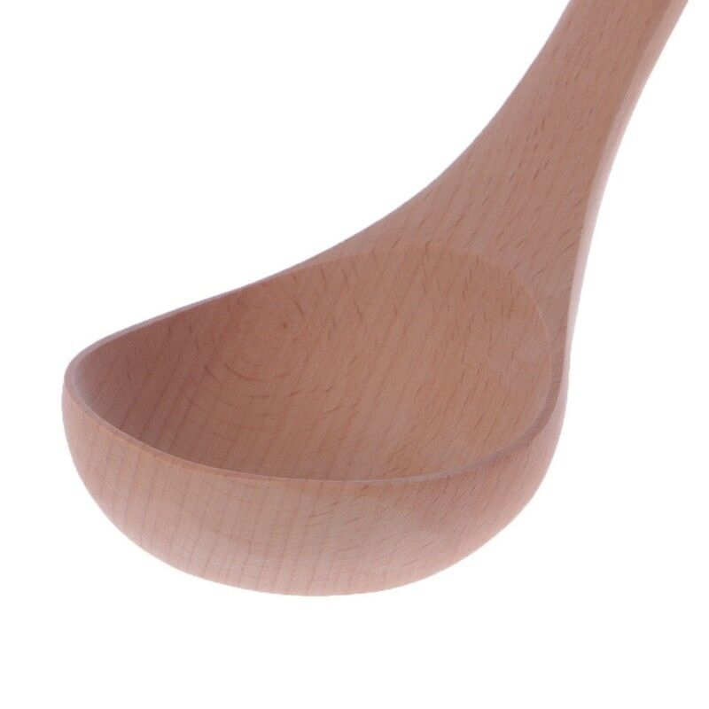 Natural Wooden Soup Rice Spoon Kitchen Utensil Scoop Ladle Tableware Catering