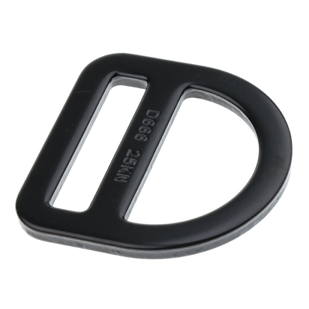 Black Carbon Steel Climbing Harness Seat Belt Buckle Slotted D Ring
