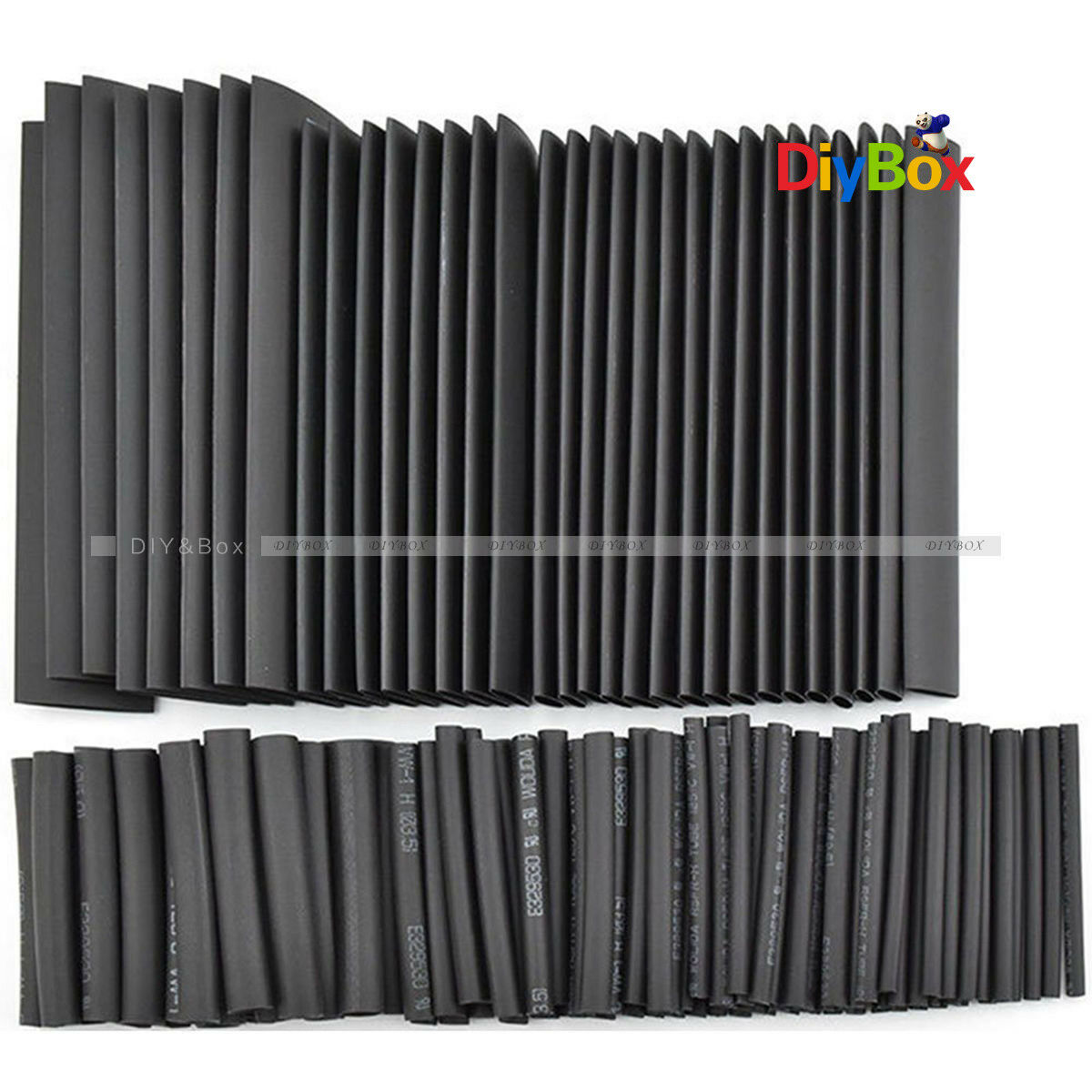 127Pcs2:1Black Polyolefin Heat Shrink Tubing Electrical Cable Sleeve Wire 7 Size