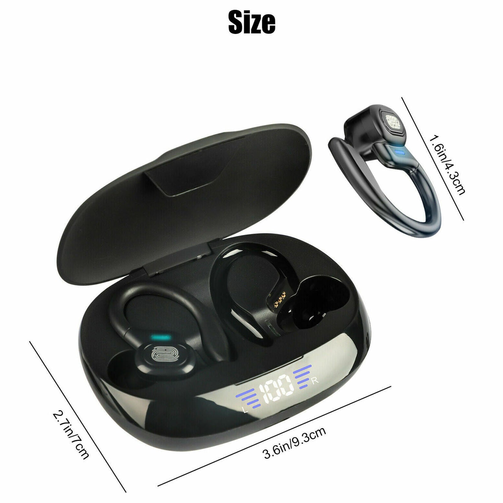 Bluetooth 5.0 Headset  Stereo Wireless Earbuds Earphones Headphones Ear Hook