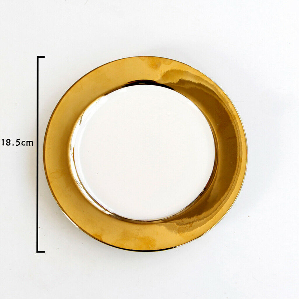 Golden European Style Ceramic Plate Dessert Beef Steak Spaghetti Plate