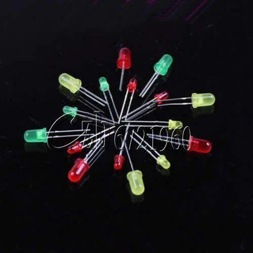 100PCS New LED Round Red Yellow Green Light-emitting Diode Mix Color 3mm 5mm