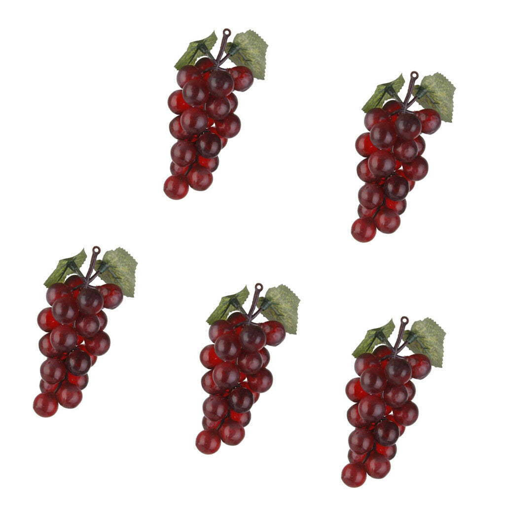 5Pcs Artificial Grapes Mini Grape Clusters Bundles Decorative Grapes Hanging