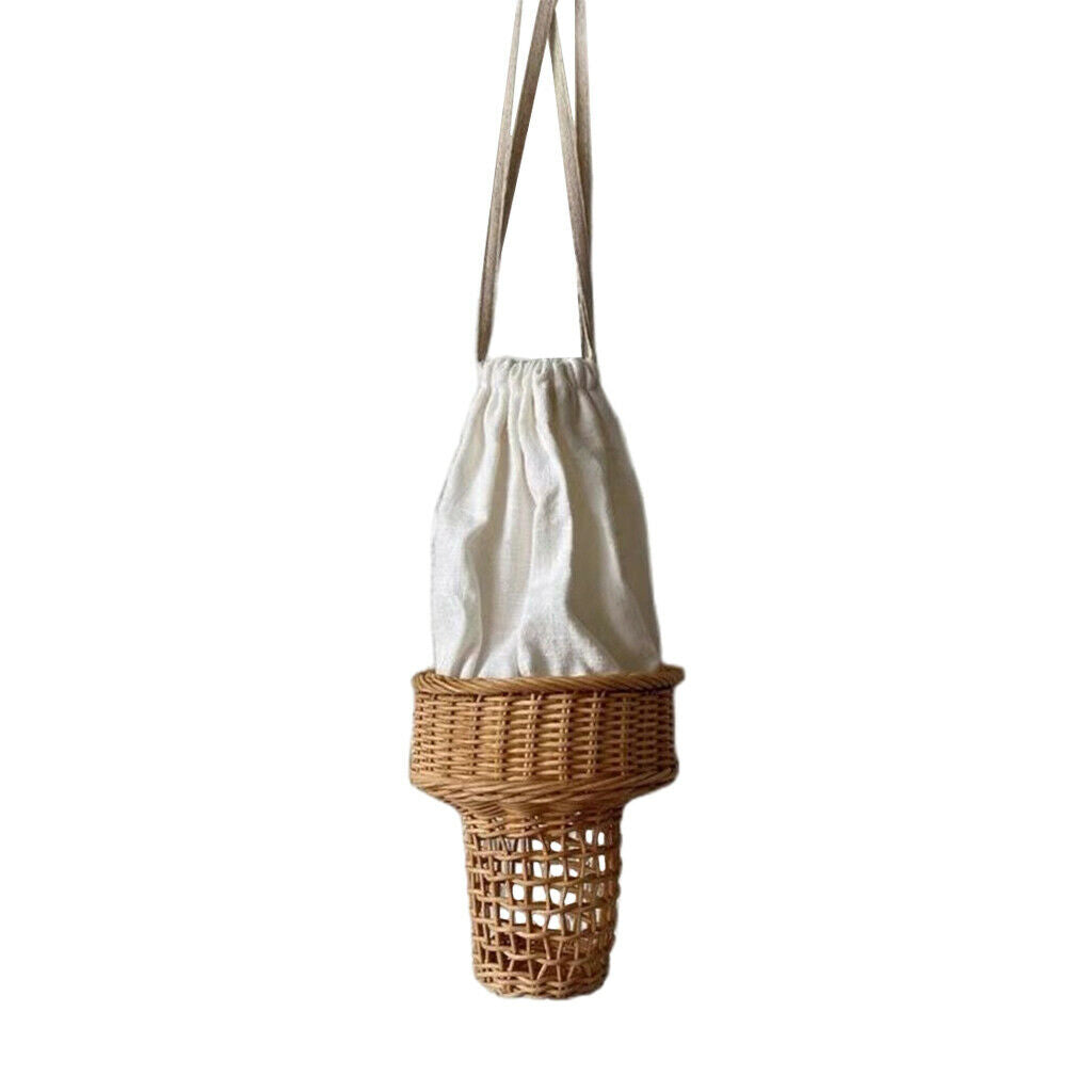 Girls Straw Basket Spring Cute Rattan Shoulder Bag Purse Vocation Handbag