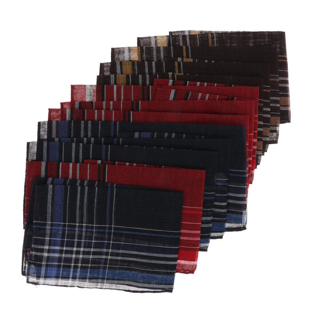 2X Pack of 12 Men Fashion Plaid Cotton Pocket Handkerchief Pocket Square Hanky