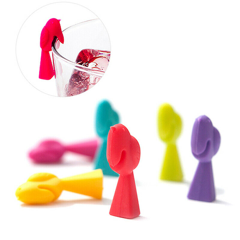 6PCS Silicone Bird Tits Wine Glass Mark Wine Glass Recognizer Cup Disting.l8