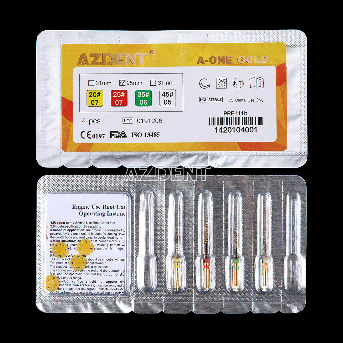 10 Kits Dental Reciprocating Endodontic Root Canal Niti Primary File 25mm 4Pcs