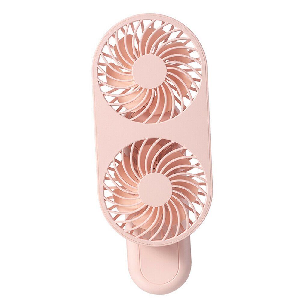 Dual Wind Handheld Fan 90Â° Rotate Personal Fan for Home Office Pink