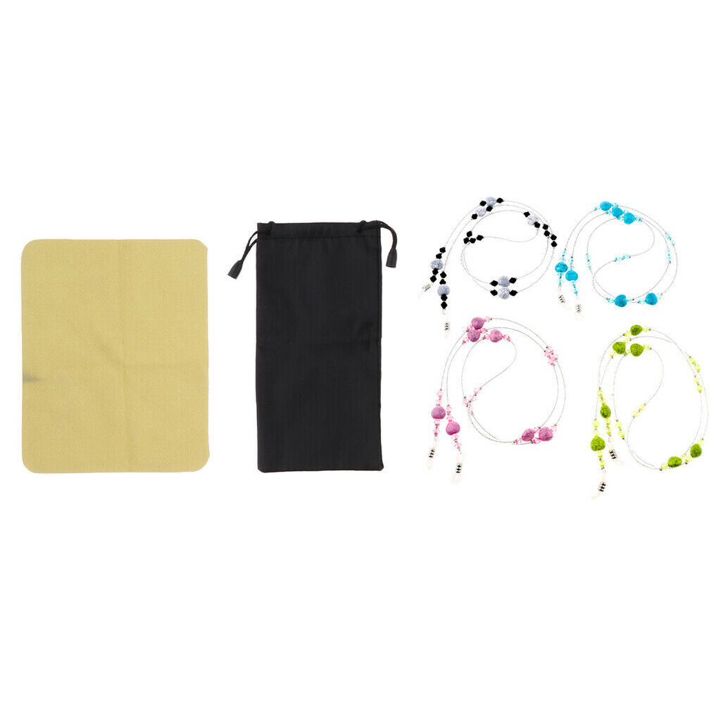 4pcs Practical Eyeglasses Chain Strap Glasses Band Eyeglass Cord Holder Set