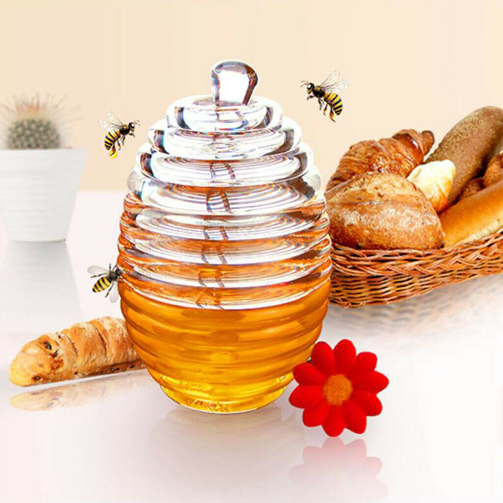transparent honey jar with stir stick kitchen honey container