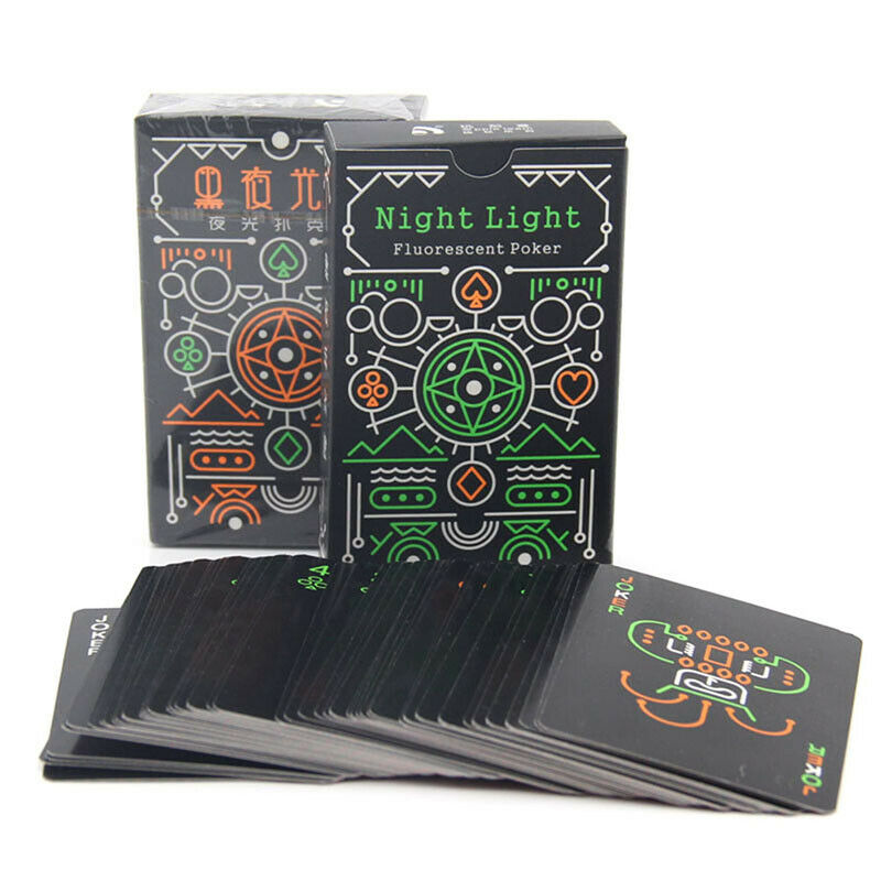 1 Set Black Luminous Playing Cards Glow In The Dark Bar K.l8