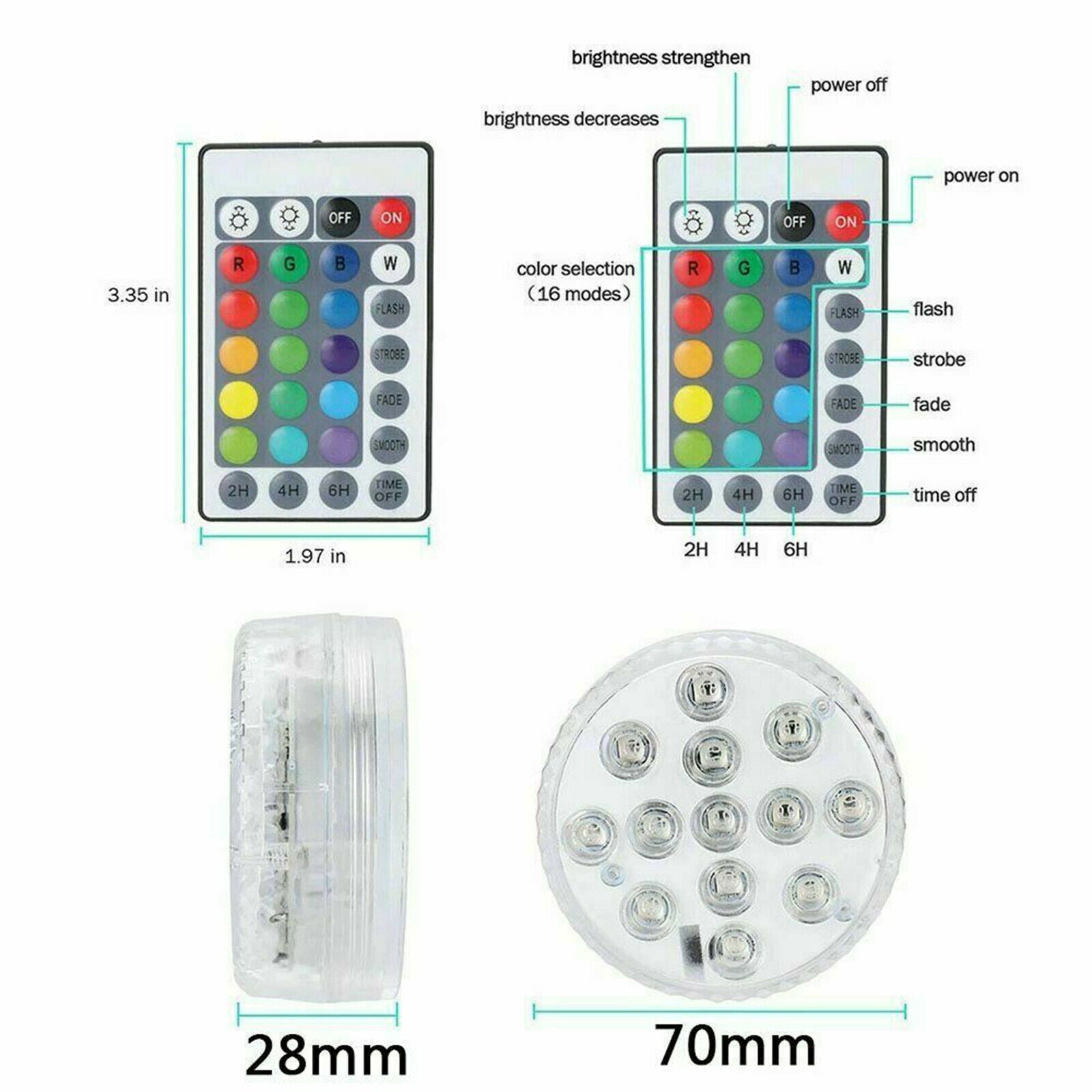 RGB Swimming Light Waterproof Underwater Lamp for Holiday Party Decor 2 Sets