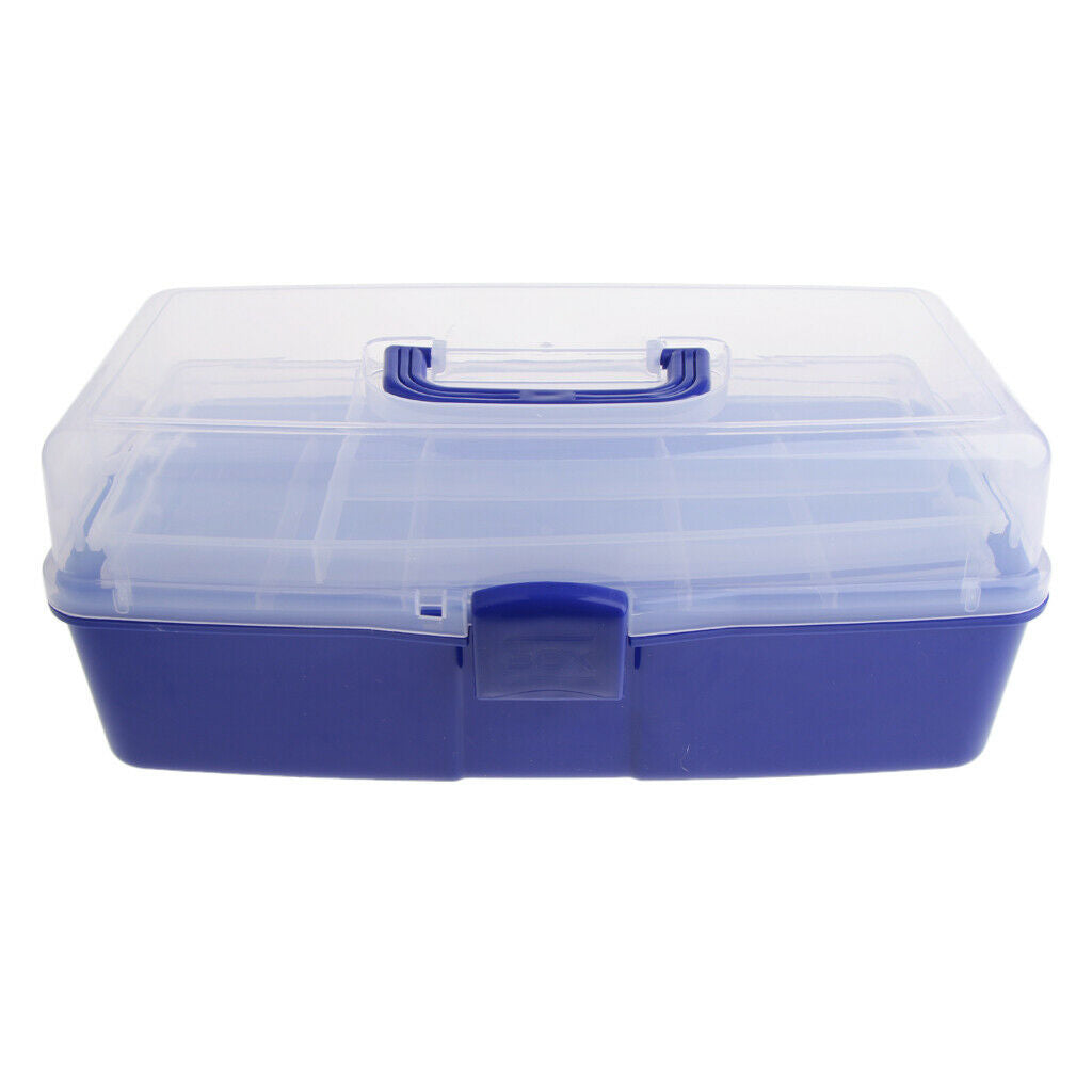 3 Tier Large Plastic Storage Box Case Nail Art Craft Makeup Organizer Blue