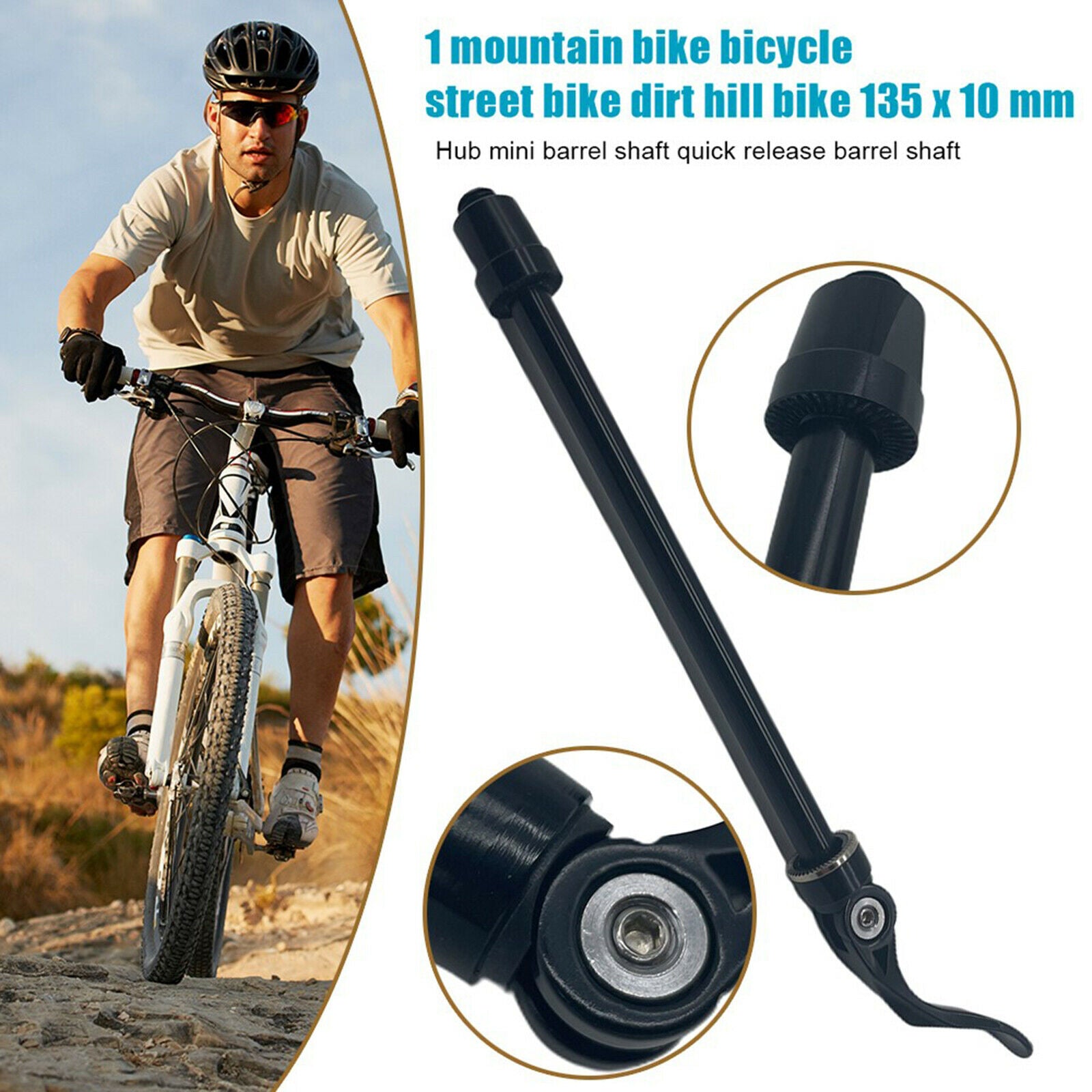 135x10mm Rear Quick Release Skewer Mountain Bike Bicycle Hub Axle QR Lever