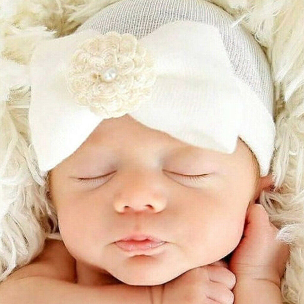 Newborn Baby Bowknot Beanie Hat Soft    0-6 Months Multi-colored