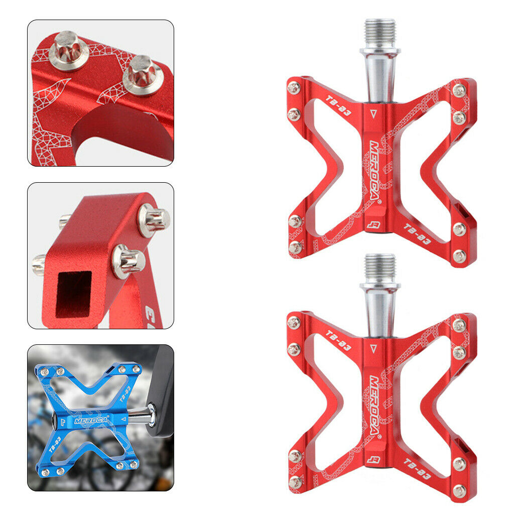 Bike Pedal Mountain Road Bicycle Flat Platform MTB Cycle 9/16" Red