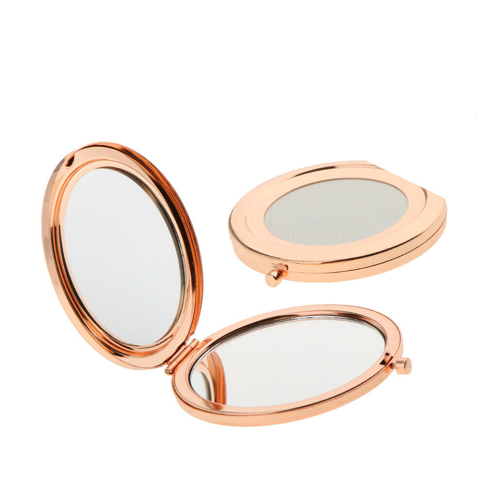 2 Travel Mini Portable Folding Makeup Mirror Round Compact Pocket Purse
