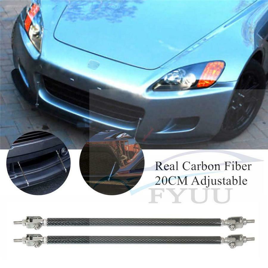 Adjustabl 200mm Front Bumper Lip Splitter Strut Rod Tie Support Bar Carbon Fiber