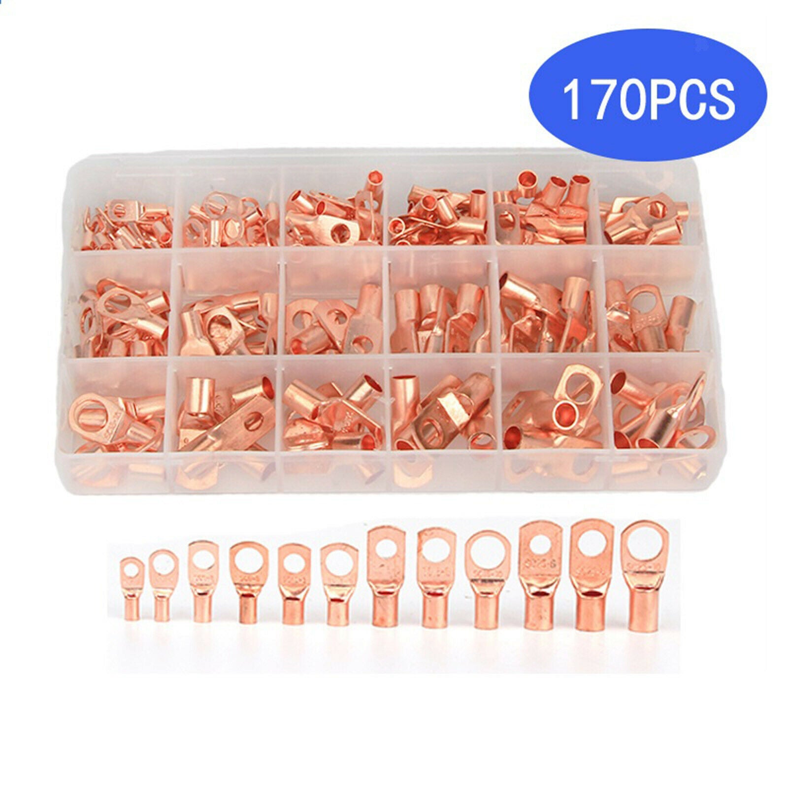 170x Copper Battery Cable Ends for Automotive Supplies AWG6 AWG8 AWG10 AWG12