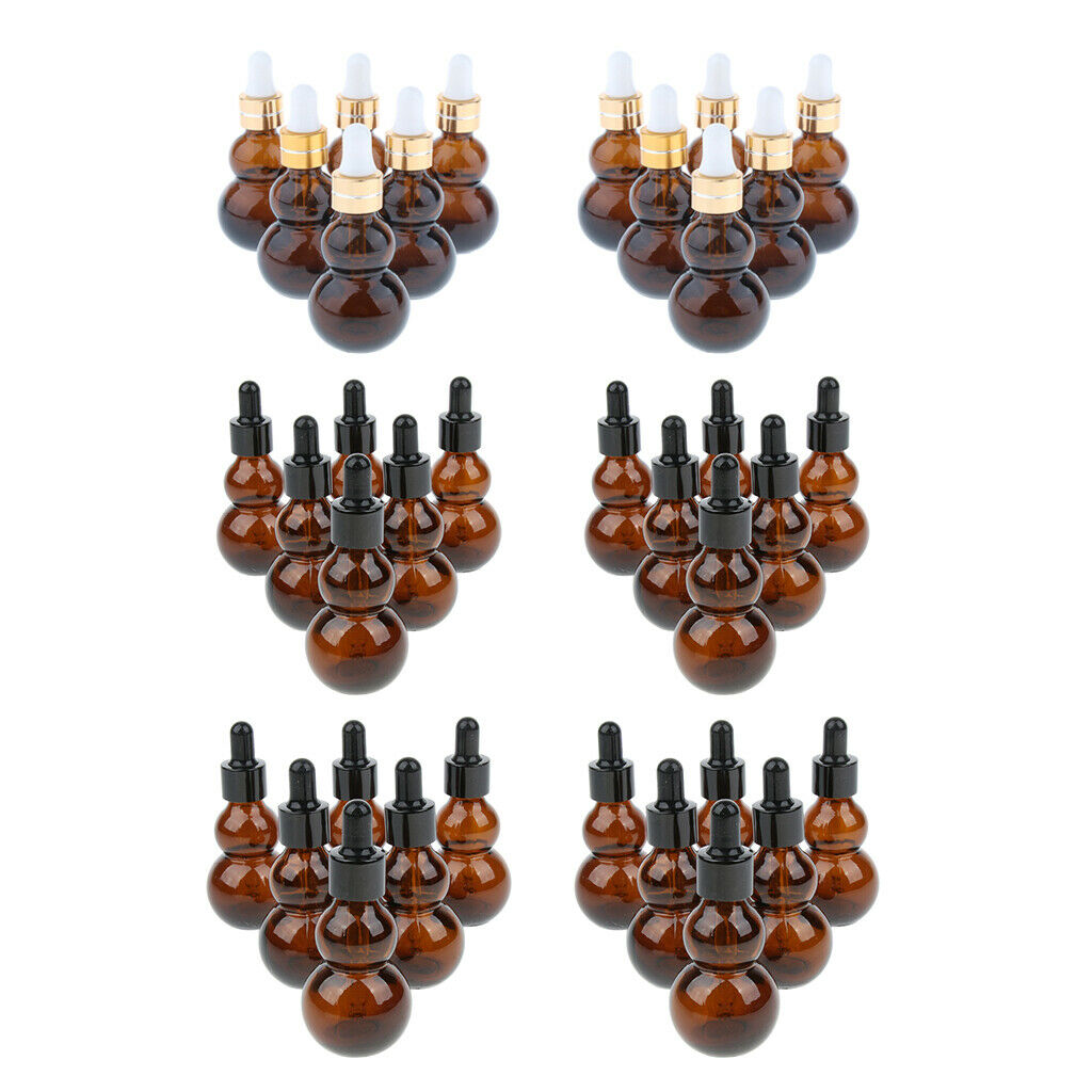 36 Pack Amber Gourd Empty Liquid Perfume Dropper Bottles Sample Vials Holder