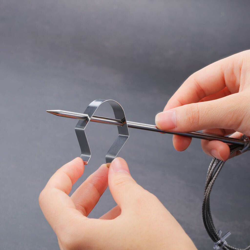 2 Pieces Thermometer Probe Holder Clips Heat-resist for BBQ Household Food